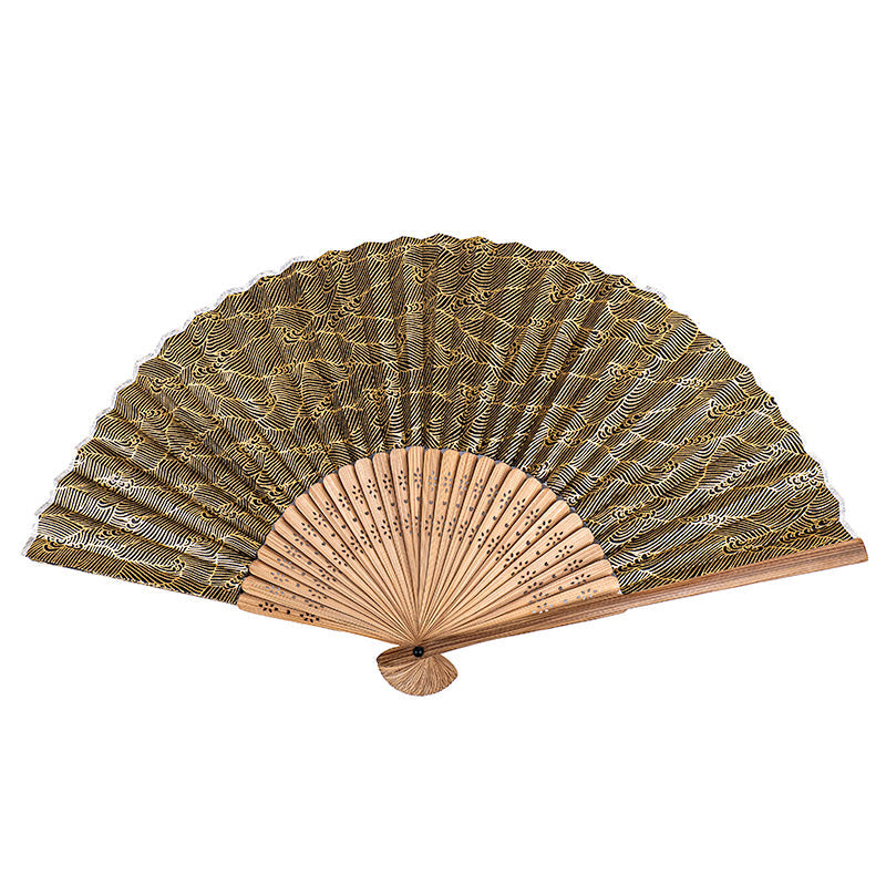 Ventaglio giapponese Mino Washi Onde nere