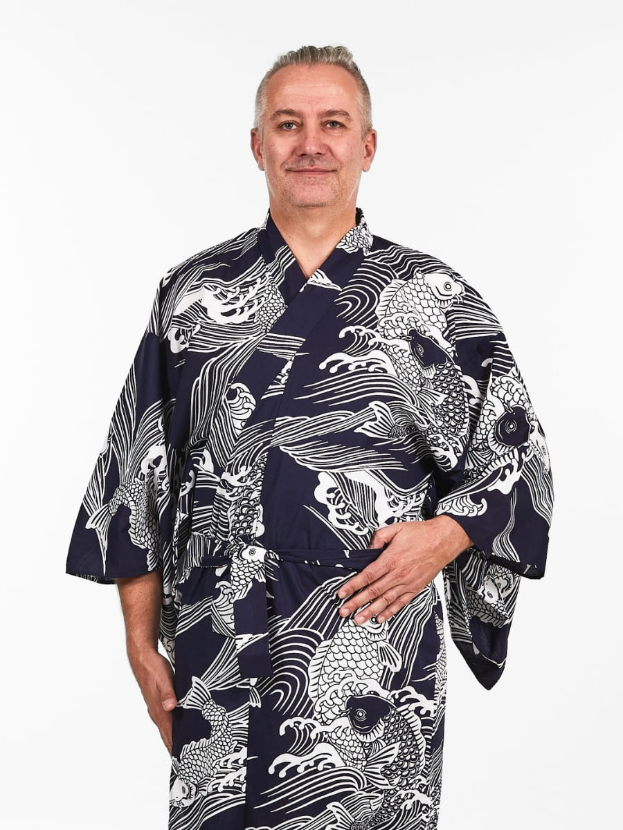 Yukata Kimono Carpa Koi Da Uomo