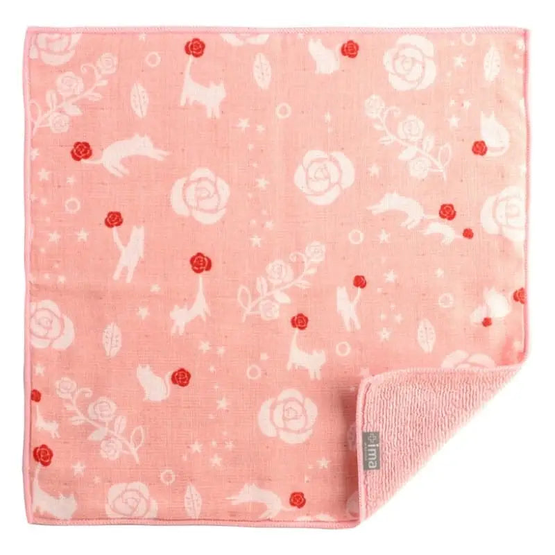 Asciugamano giapponese rosa e gatto