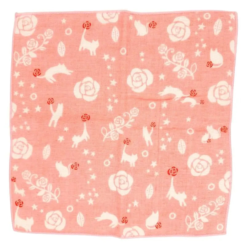Asciugamano giapponese rosa e gatto