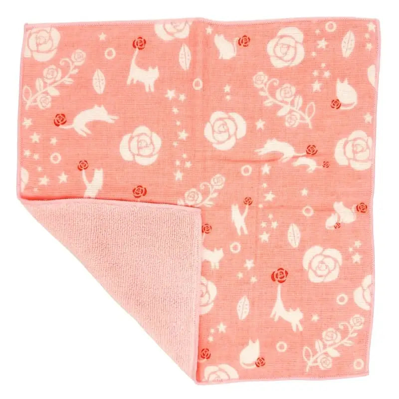 Asciugamano giapponese rosa e gatto