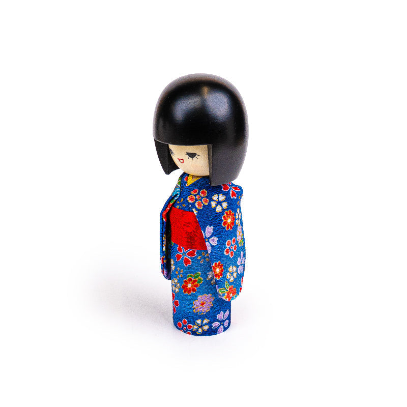 Bambola Giapponese Kokeshi - Kimono Blu