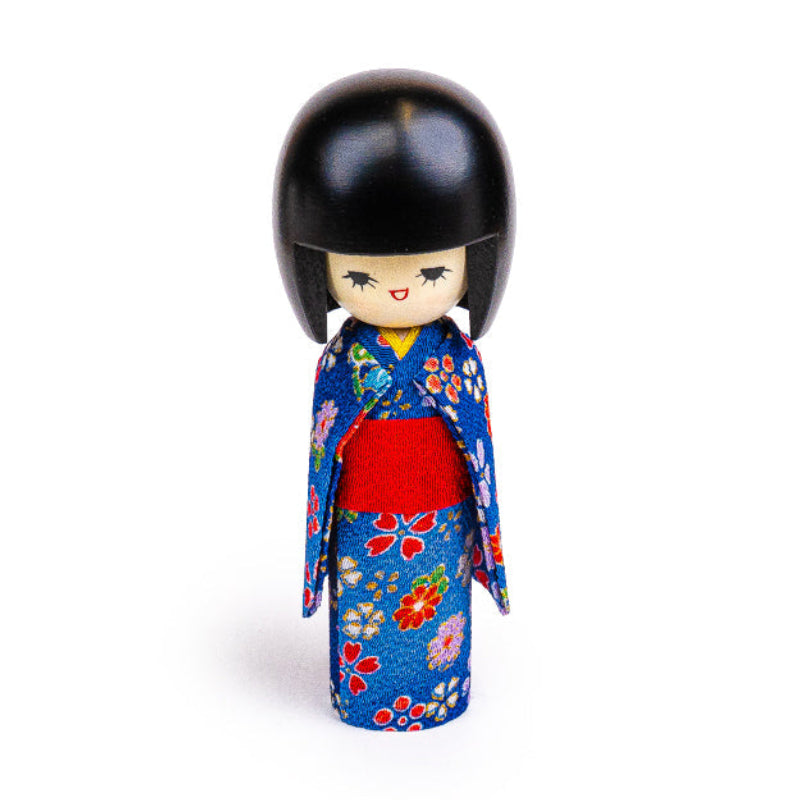 Bambola Giapponese Kokeshi - Kimono Blu