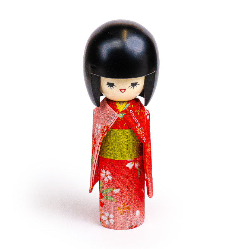 Bambola Giapponese Kokeshi - Kimono Rosso
