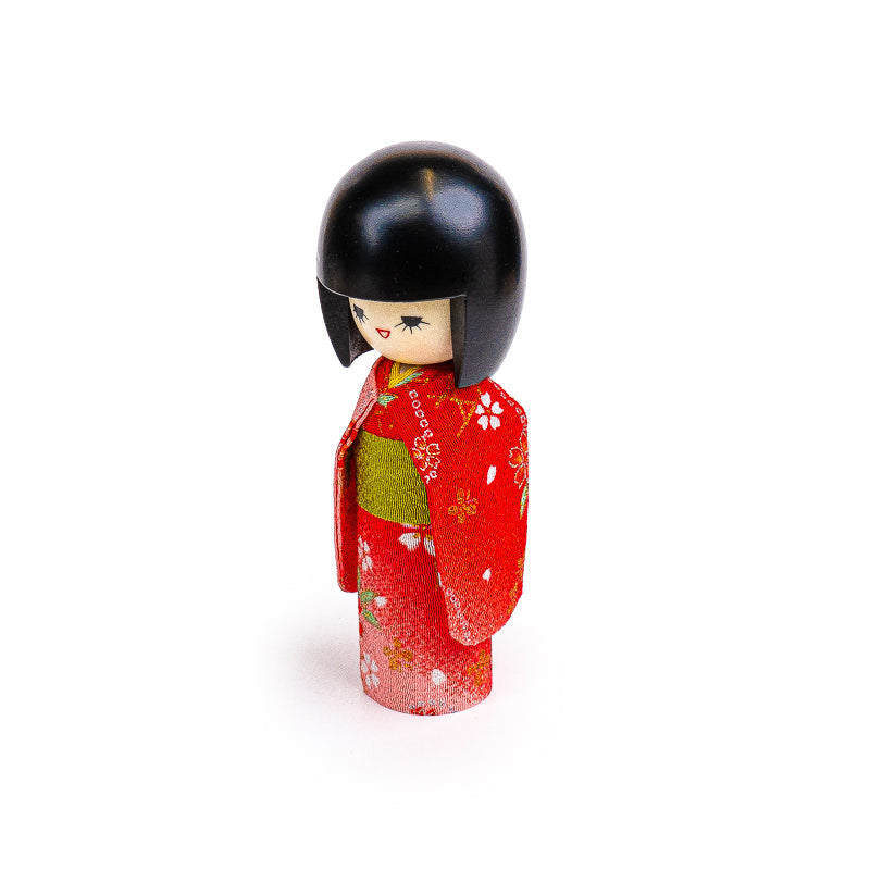 Bambola Giapponese Kokeshi - Kimono Rosso