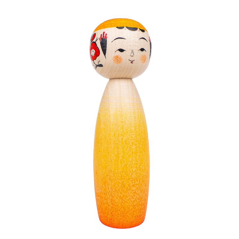 Bambola Kokeshi Giapponese - Sfumatura Daidai - 9 cm