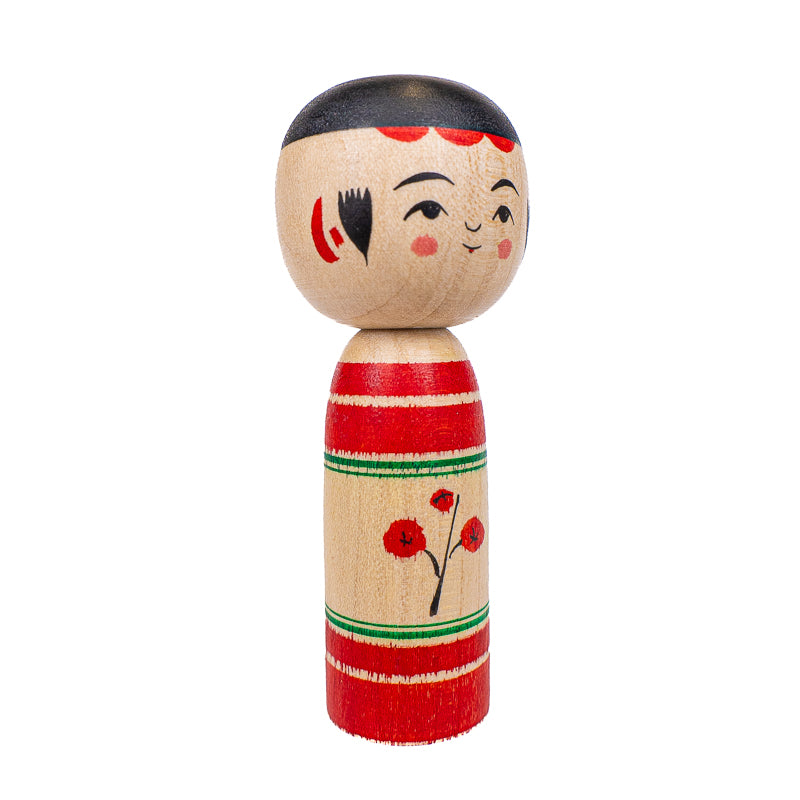 Bambola Kokeshi Giapponese - Umeko Fiore di Pruno - 7,5 cm