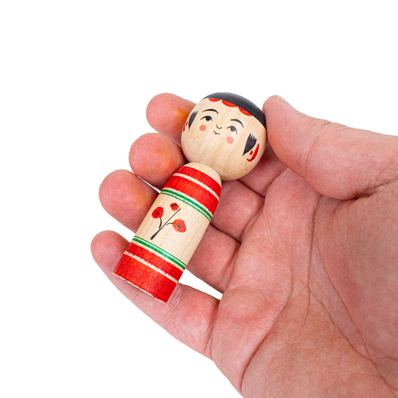 Bambola Kokeshi Giapponese - Umeko Fiore di Pruno - 7,5 cm