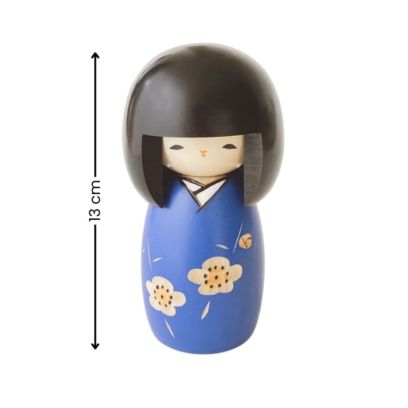 Bambola Kokeshi Kaika blu