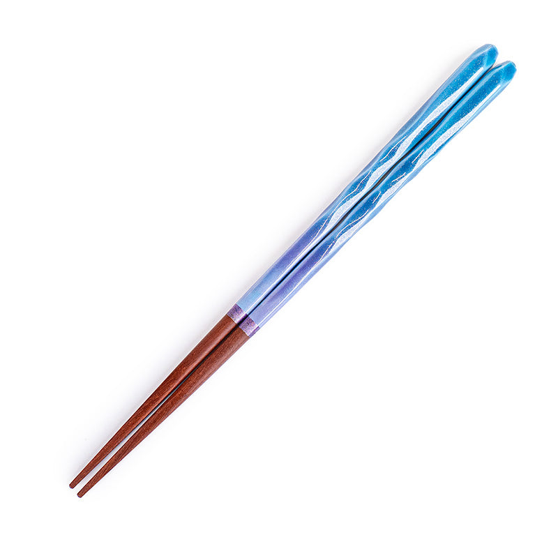 Bastoncini giapponesi ondulati blu glitterati