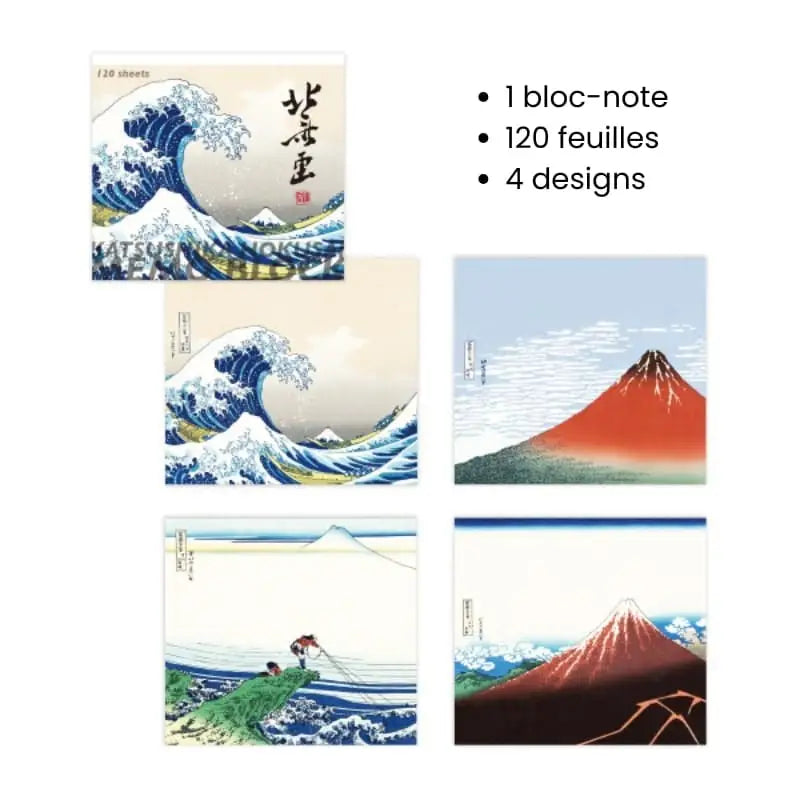 Blocchetto per appunti giapponese con stampe di Hokusai