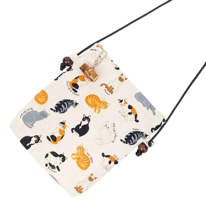 Borsa a tracolla con gatti giapponesi
