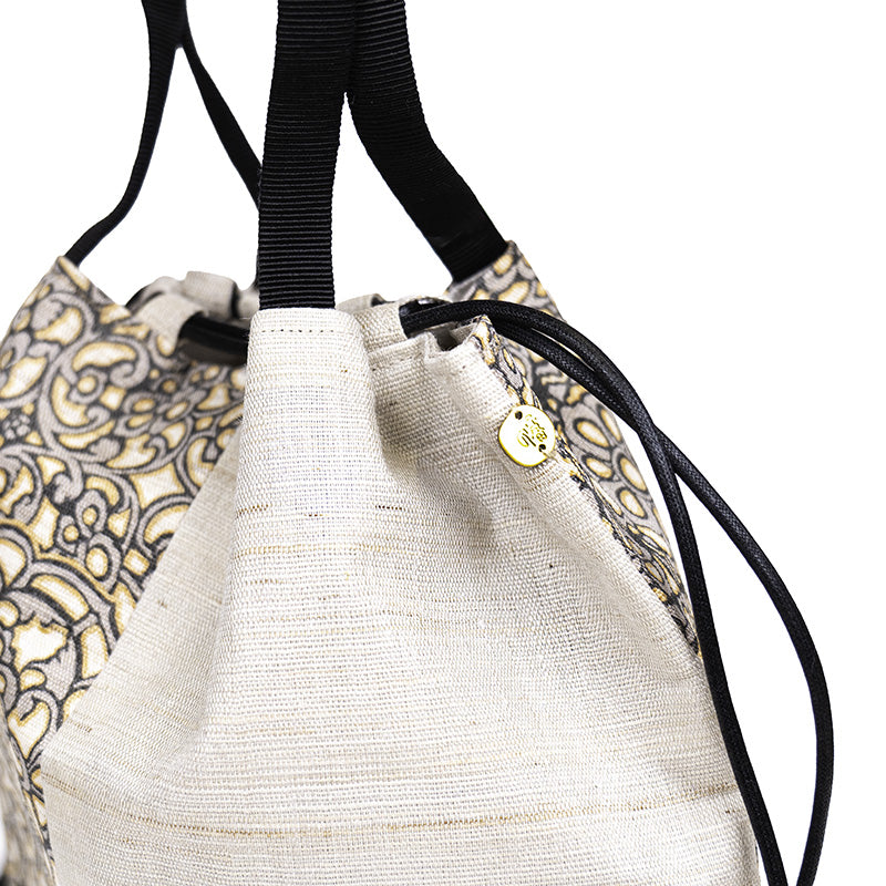 Borsa Kinchaku Giapponese in Lino Tessuto a Mano Hōsōge