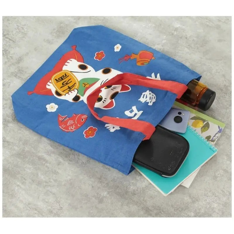 Borsa Tote Blu Maneki Neko Blessing