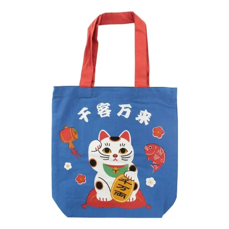 Borsa Tote Blu Maneki Neko Blessing