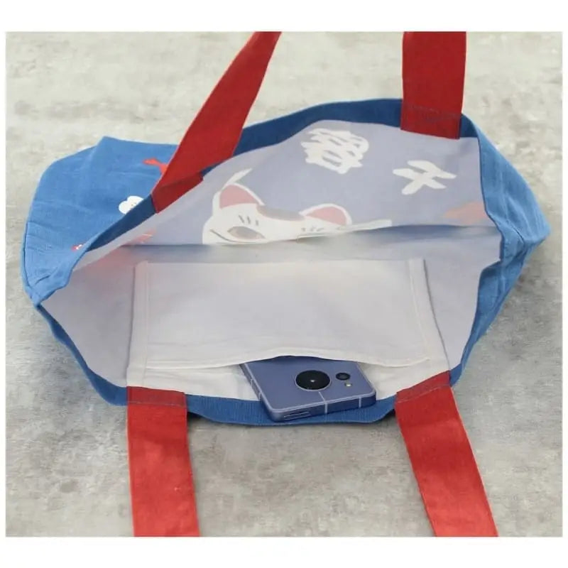 Borsa Tote Blu Maneki Neko Blessing