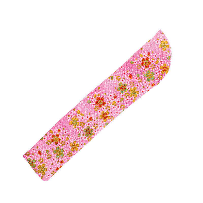 Bustina a ventaglio in tessuto Yuzen rosa a fiori