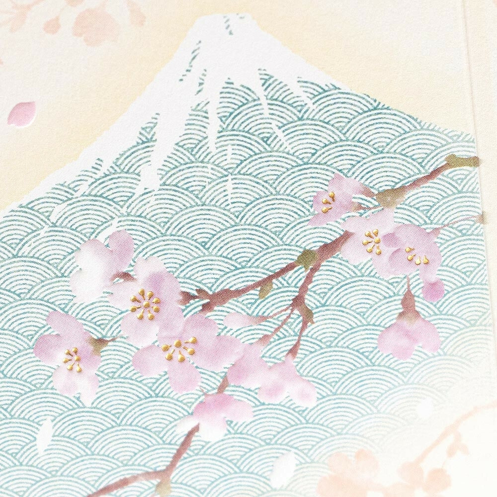 Cartolina Giapponese - Monte Fuji & Fiori di Ciliegio