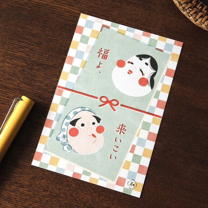 Cartolina giapponese Otafuku & Hyottoko