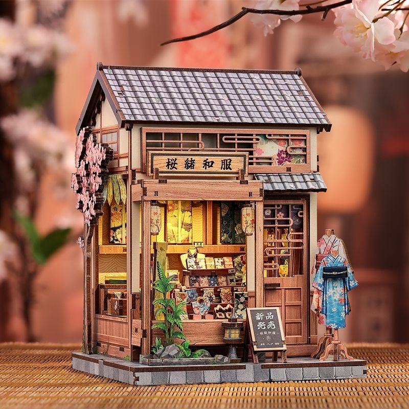 Casa In Miniatura Giapponese In Legno Sakura Kimono Shop