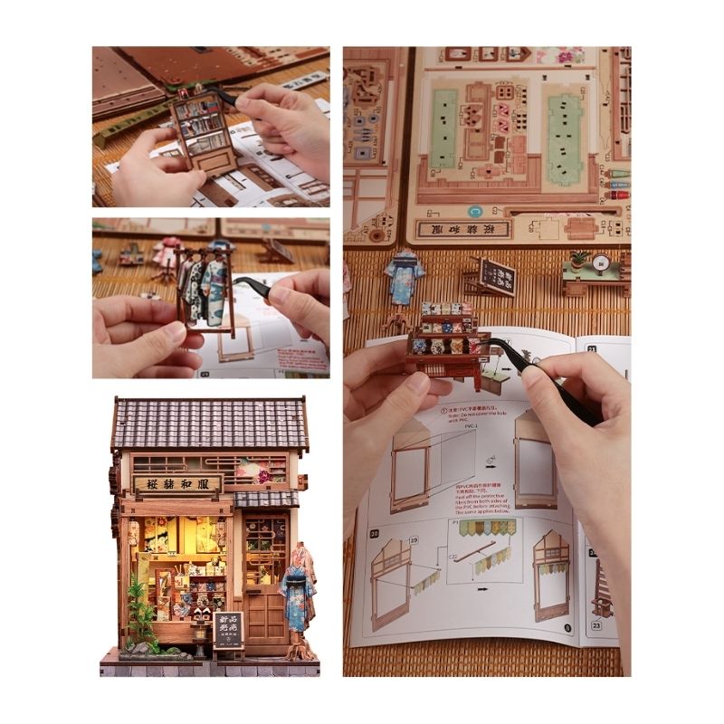 Casa In Miniatura Giapponese In Legno Sakura Kimono Shop