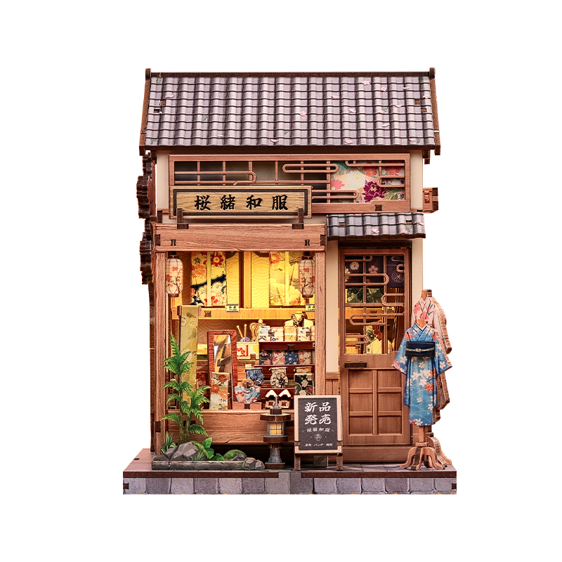 Casa In Miniatura Giapponese In Legno Sakura Kimono Shop