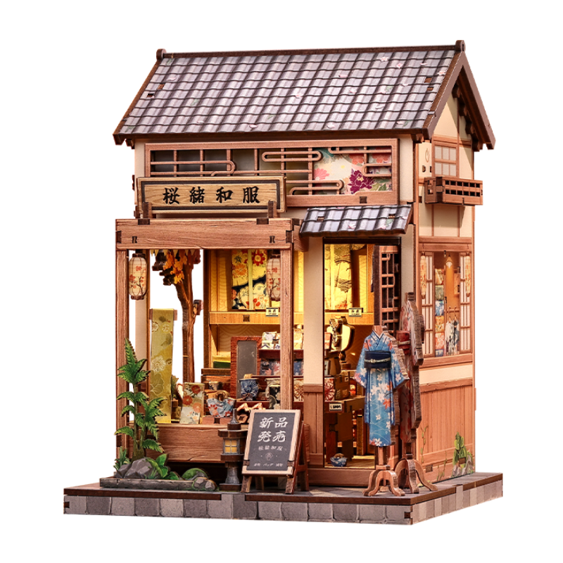 Casa In Miniatura Giapponese In Legno Sakura Kimono Shop
