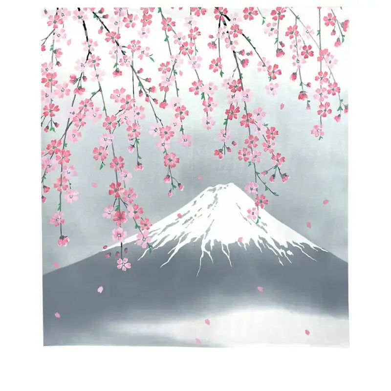 Noren Cherry & Fuji giapponese - 85 x 90 cm