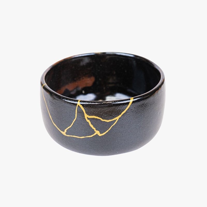 Ciotola Matcha Giapponese – Nera Kintsugi
