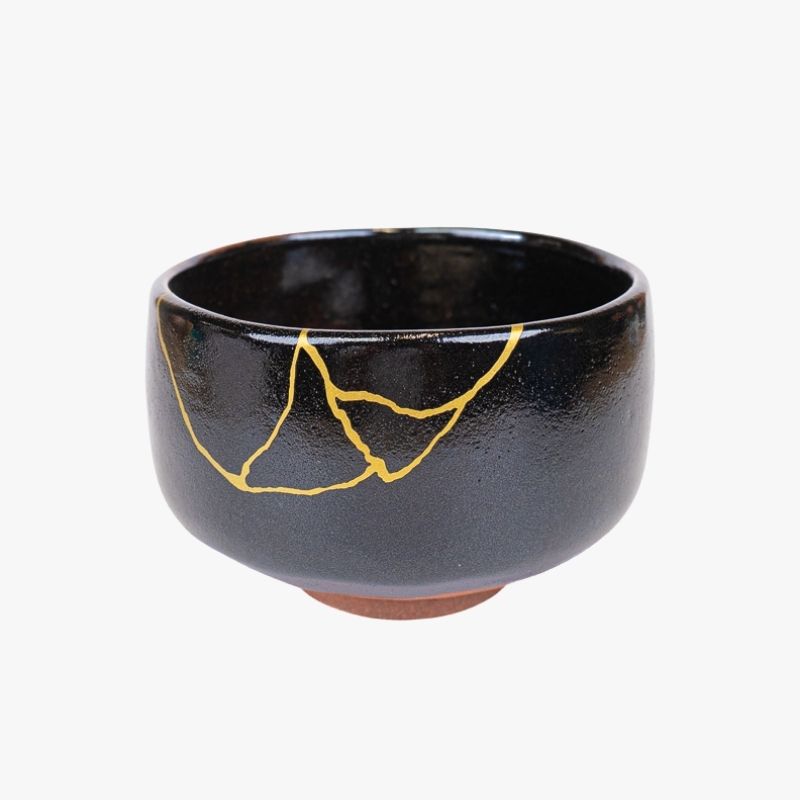 Ciotola Matcha Giapponese – Nera Kintsugi