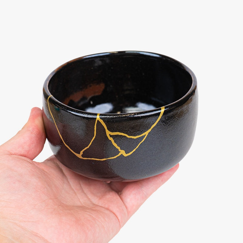 Ciotola Matcha Giapponese – Nera Kintsugi