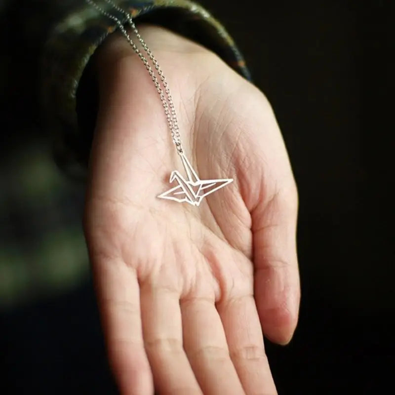 Collana di gru giapponesi in argento