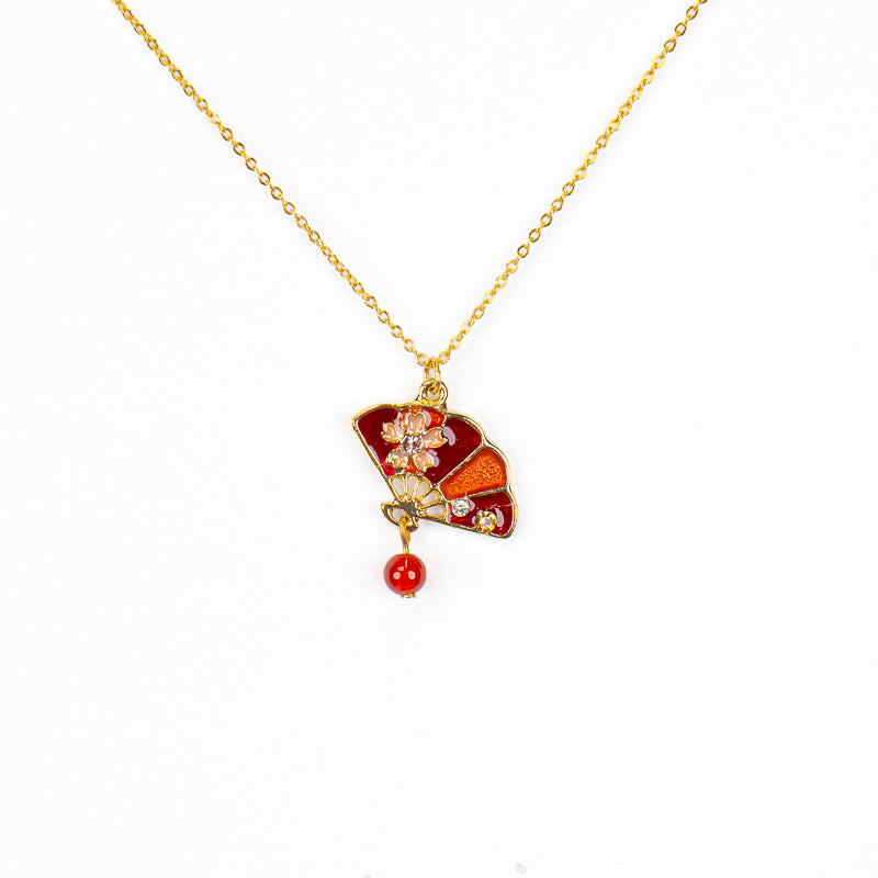Collana giapponese con ciondolo Sensu rosso