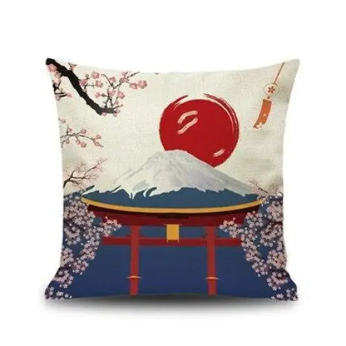 Copricuscino giapponese - Torii e Mont Fuji