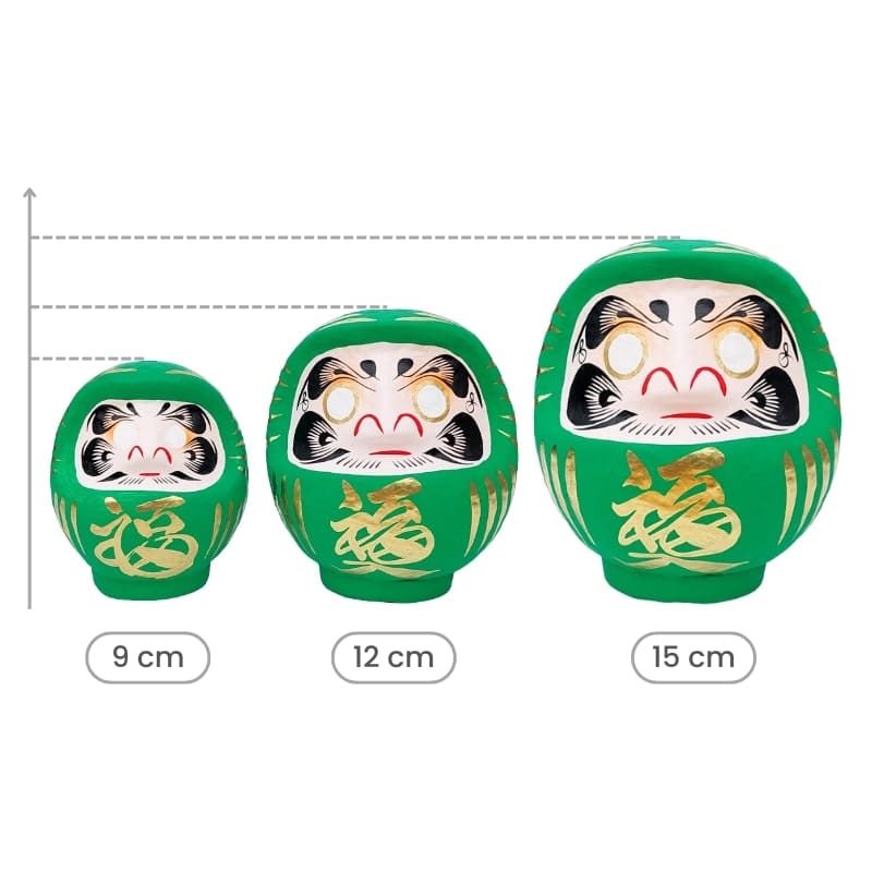 Daruma giapponese verde - da 9 a 15 cm