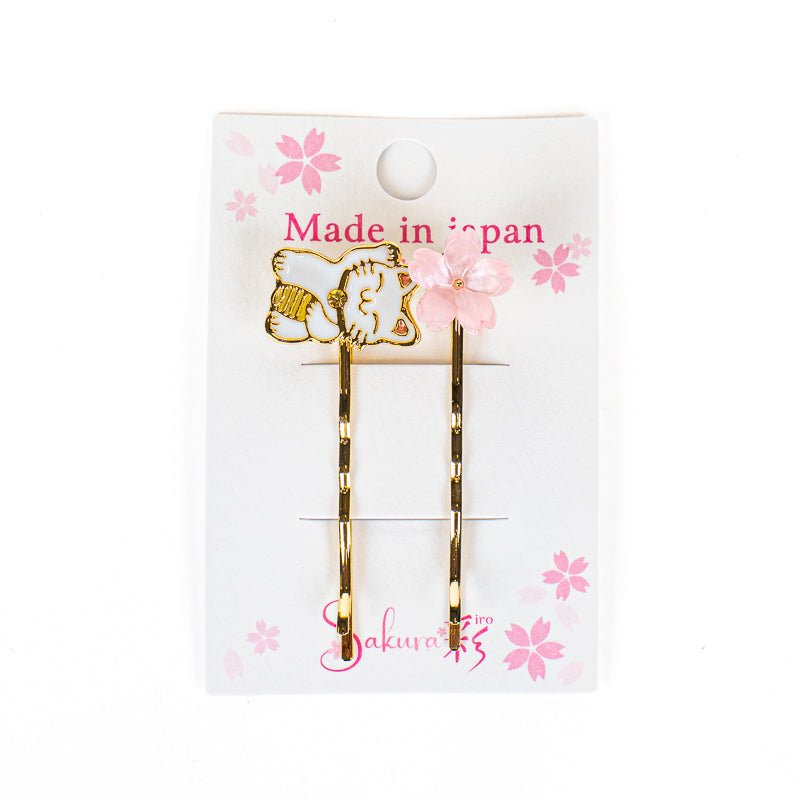 Fermagli per capelli giapponesi Maneki-Neko e Sakura