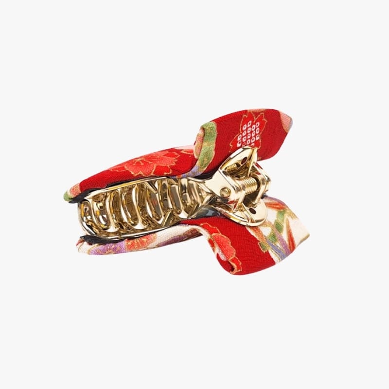 Fermaglio giapponese per capelli in tessuto rosso