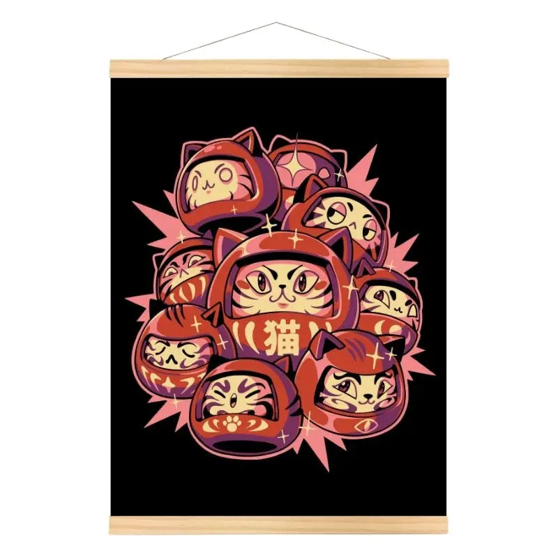 Poster giapponese del gatto Daruma - A3