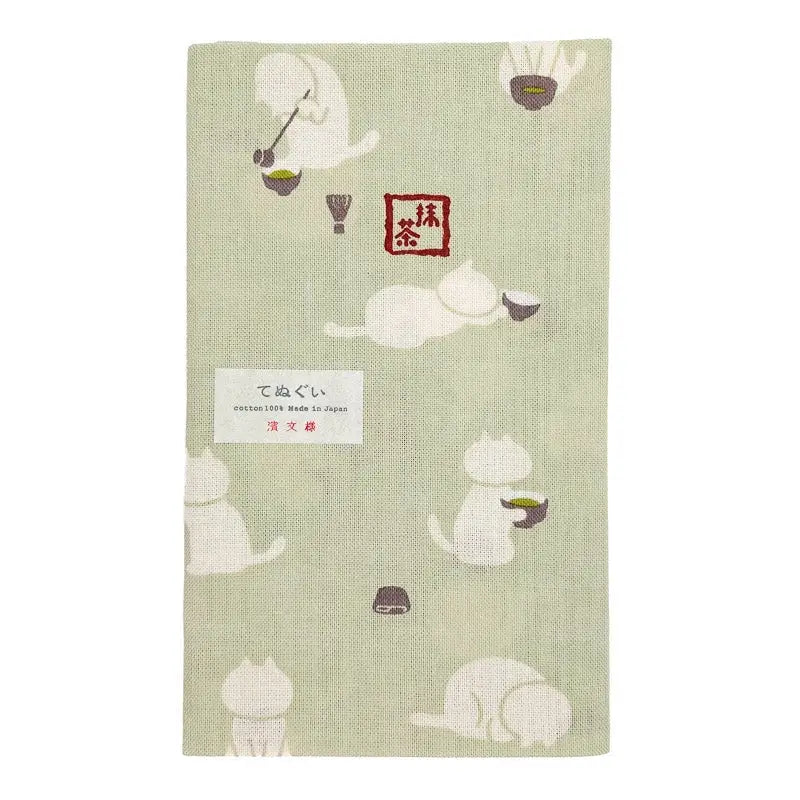 Gatto giapponese Matcha Tenugui