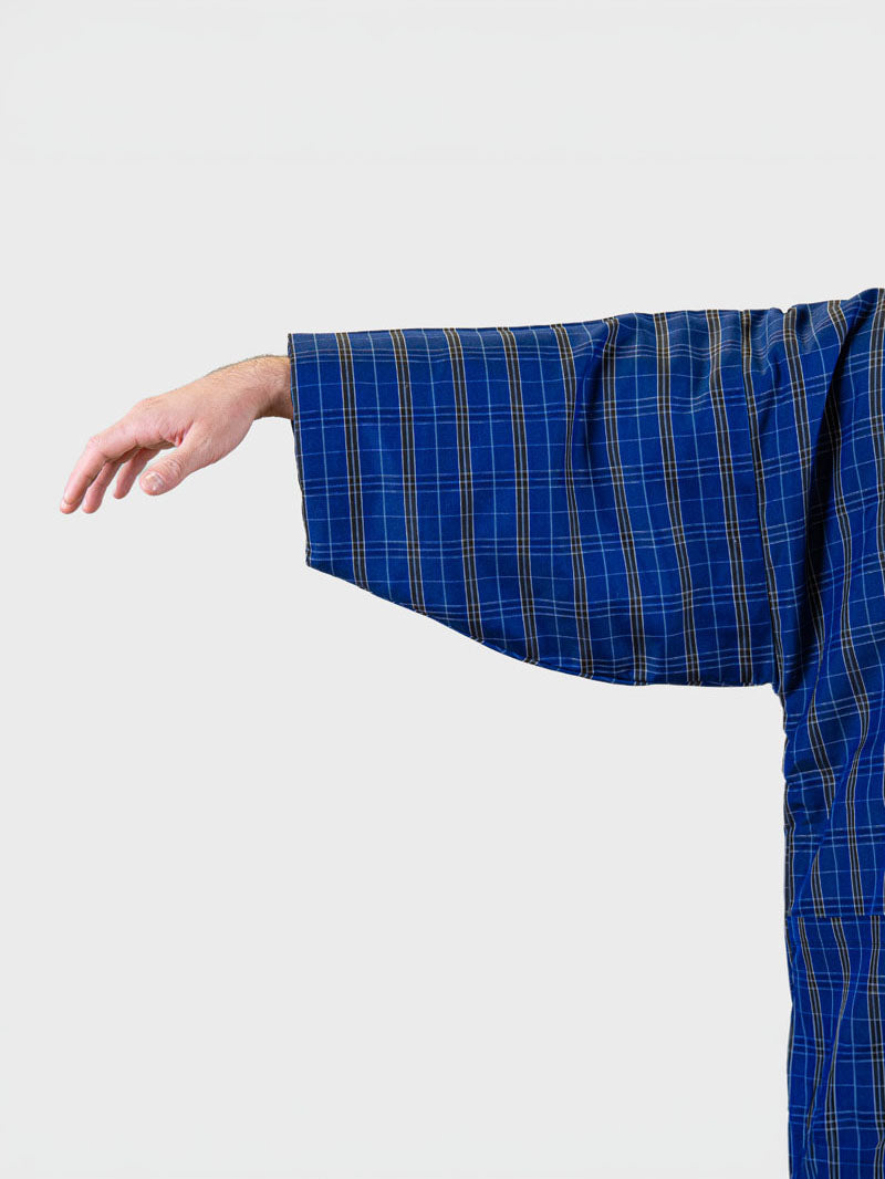 Giacca Hanten da Uomo – Quadri Kōshi Blu