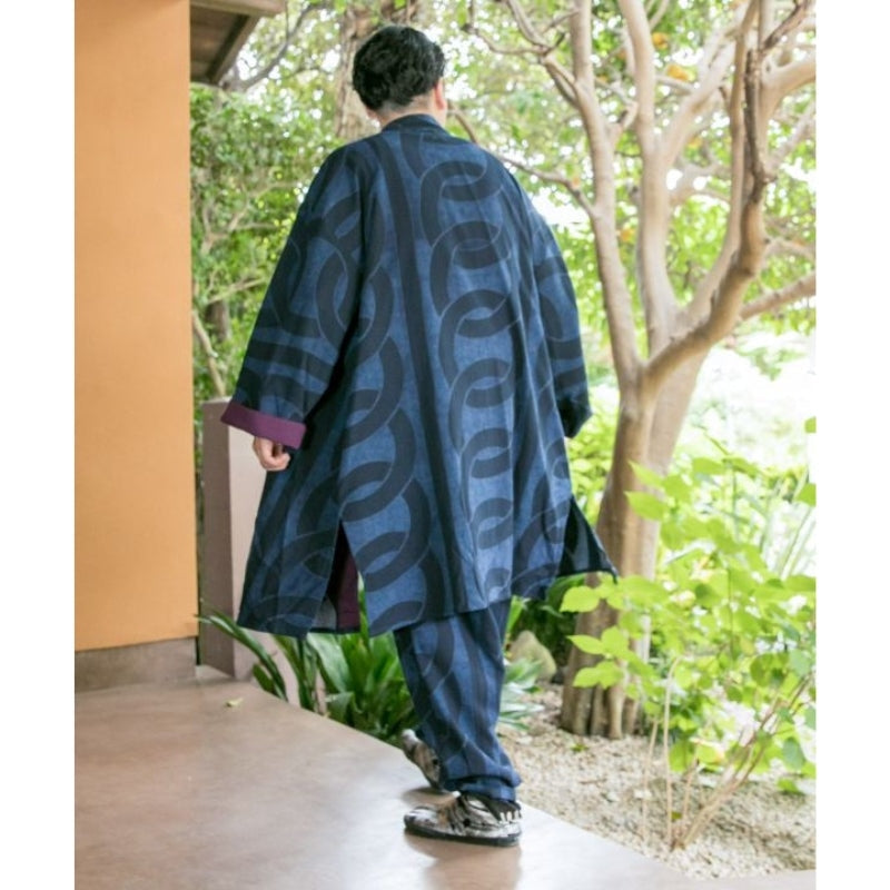 Kimono haori blu da uomo