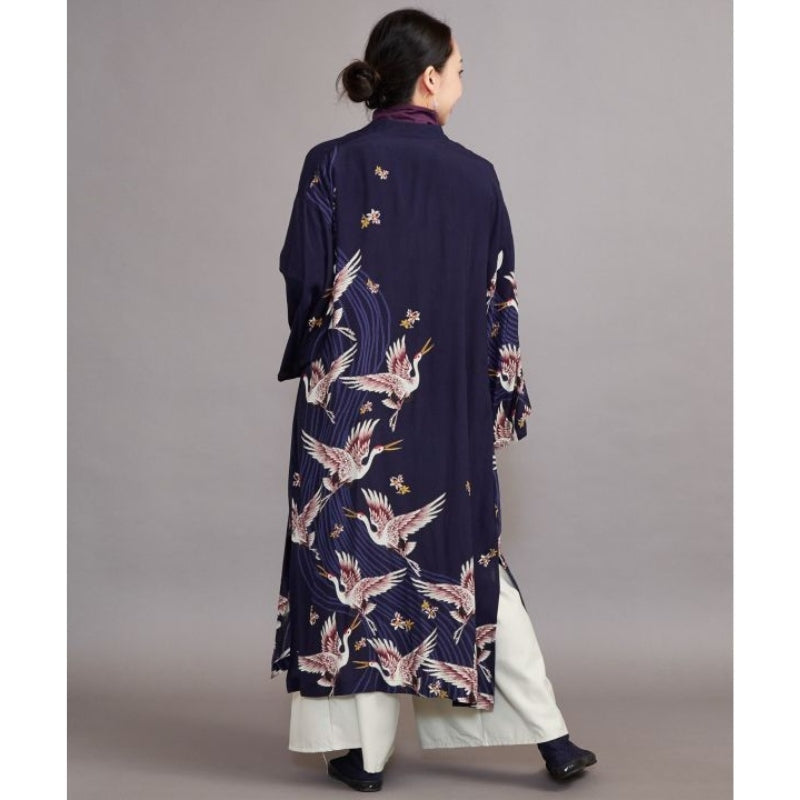 Kimono lungo da donna con gru