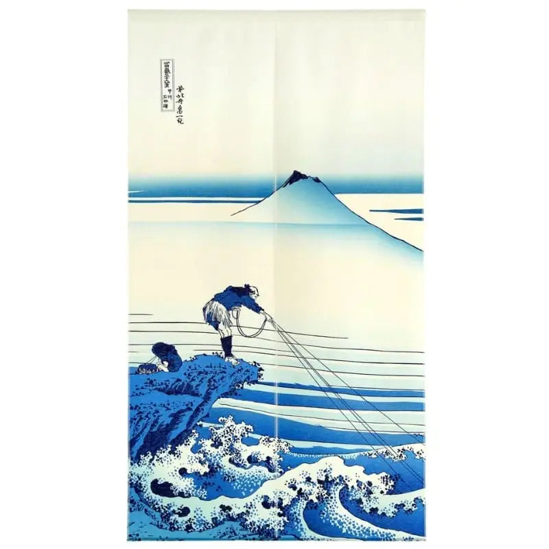 Noren giapponese Monte Fuji blu - 85 x 150 cm