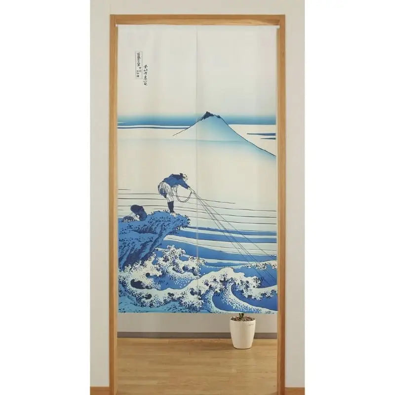 Noren giapponese Monte Fuji blu - 85 x 150 cm