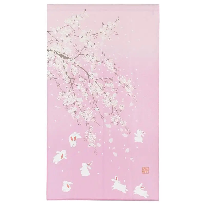 Sakura Usagi Japanese Noren - 85 x 150 cm