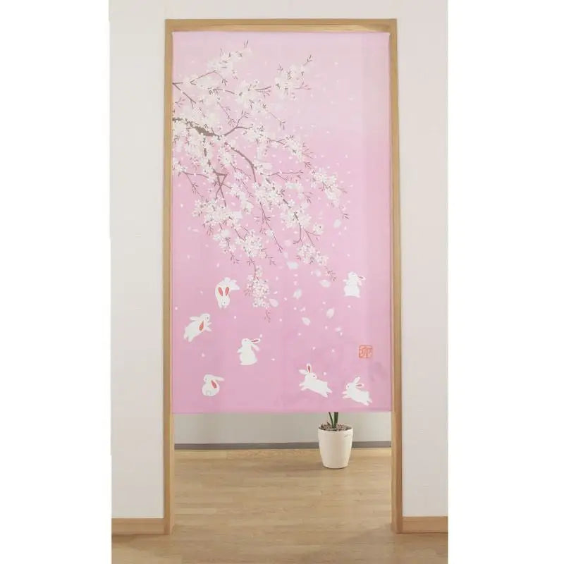 Sakura Usagi Japanese Noren - 85 x 150 cm