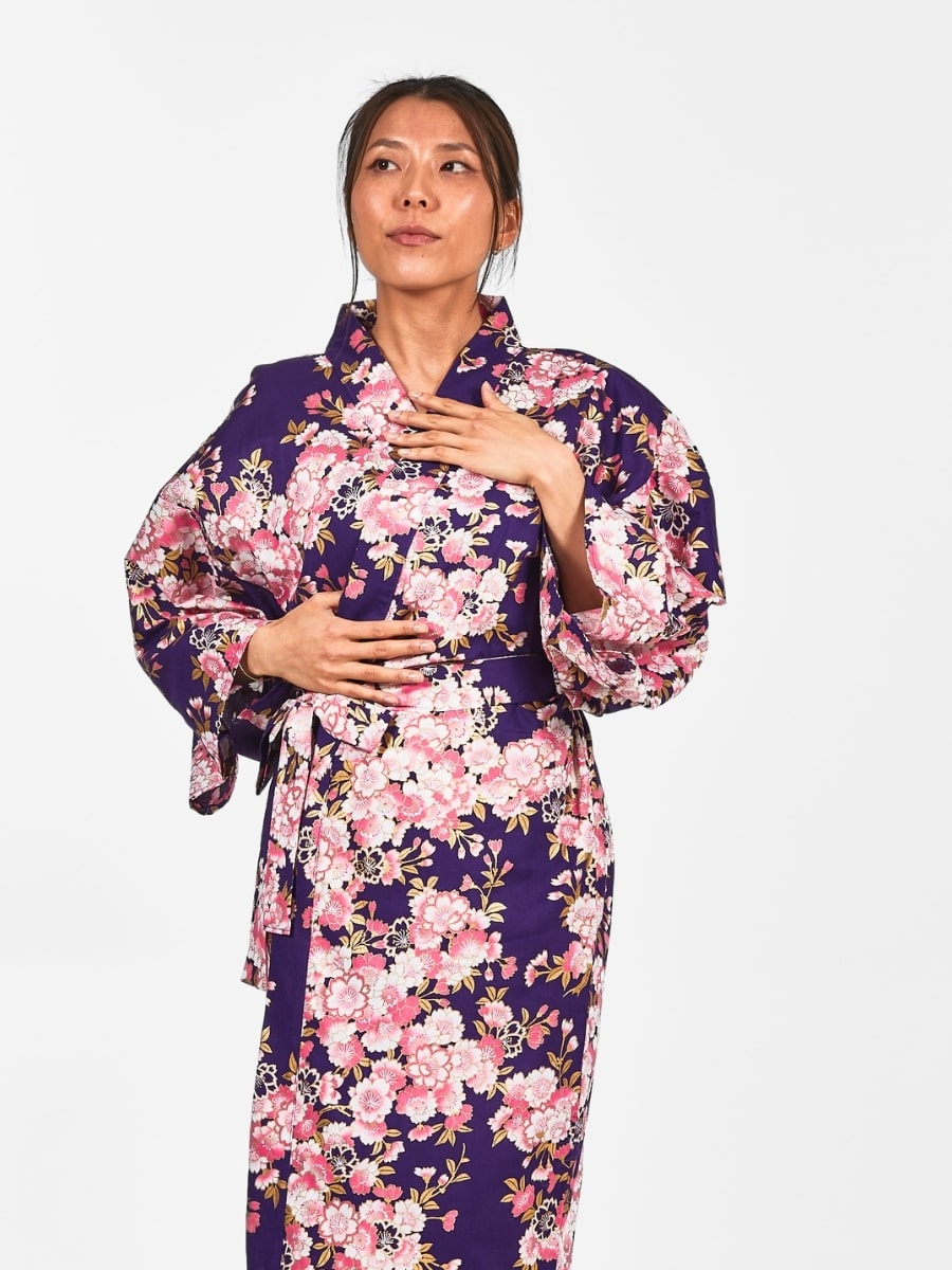 Happi Kimono Da Donna A Fiori Sakura - Taglia unica