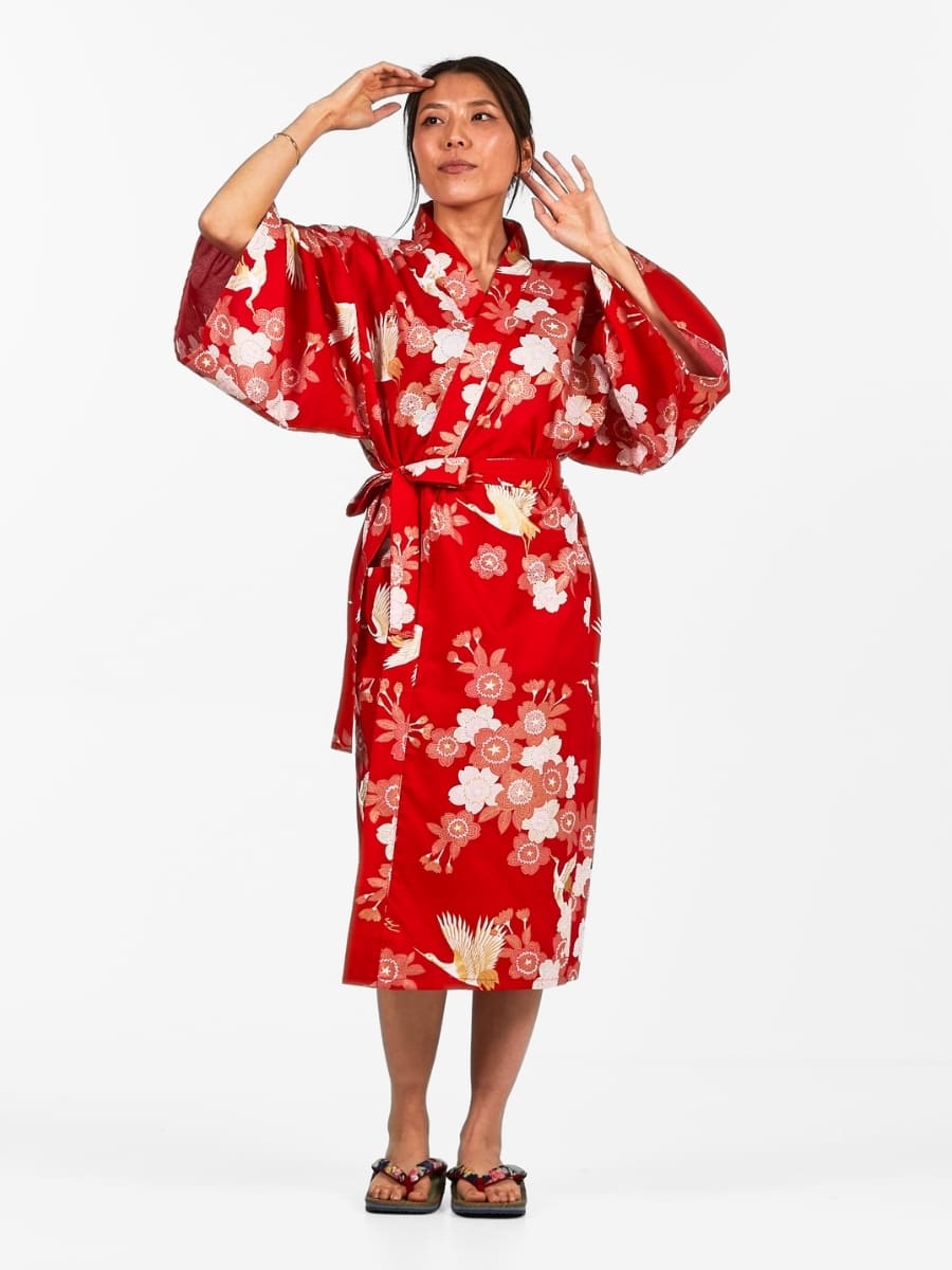 Happi Kimono Da Donna Sakura To Tsuru - Taglia unica