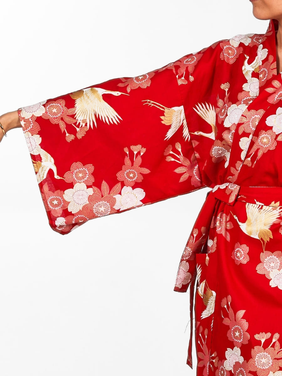 Happi Kimono Da Donna Sakura To Tsuru - Taglia unica