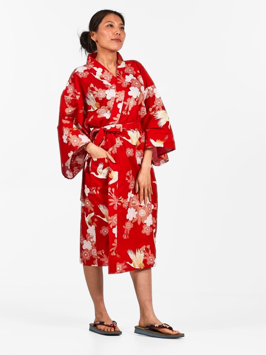 Happi Kimono Da Donna Sakura To Tsuru - Taglia unica